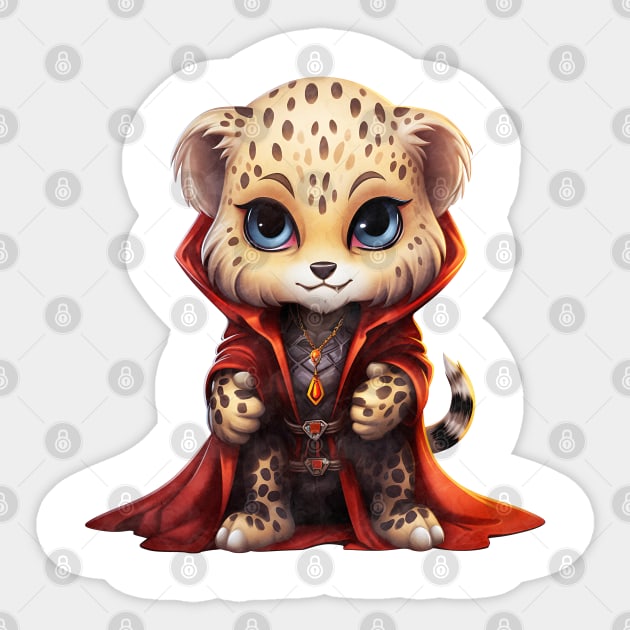 Cartoon Cheetah in Dracula Costume Sticker by Chromatic Fusion Studio